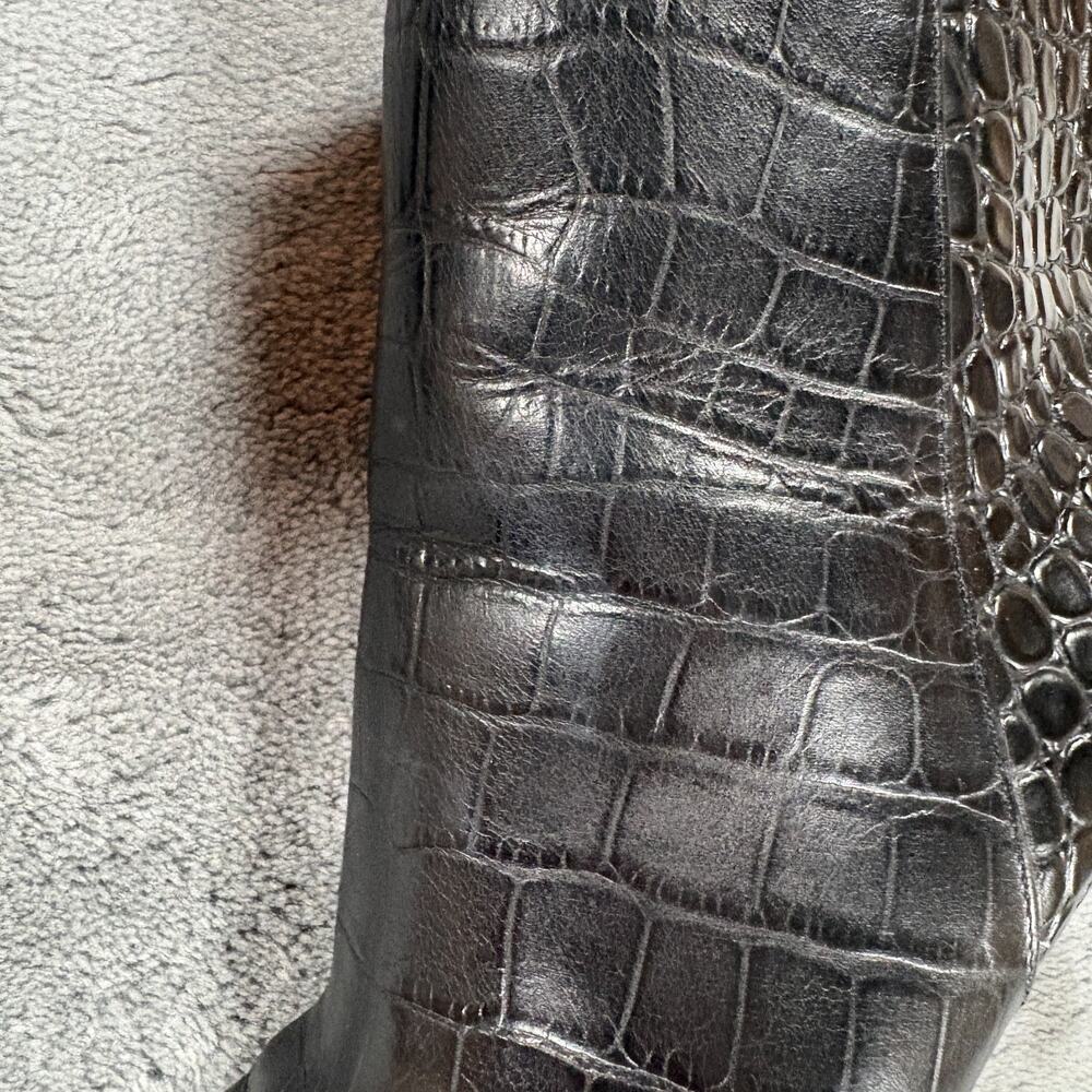 Vince Camuto VC-Aliost Ankle Boots Womens 6.5M Black Croc Embossed Leather - Picture 7 of 16